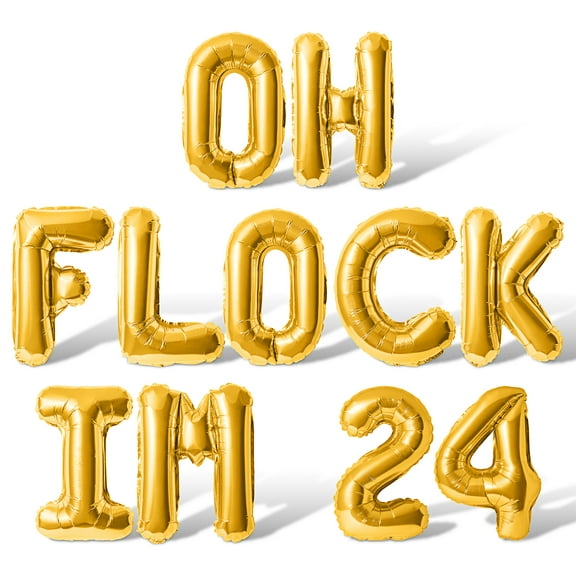 Letter Balloons - OH FLOCK IM 24 16" Inch Alphabet Letters Foil Mylar Balloon 24th Birthday Party Banner (Gold)