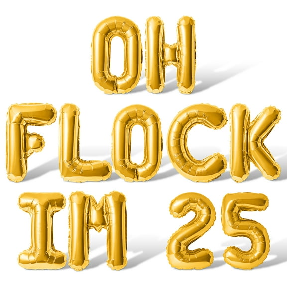 Letter Balloons - OH FLOCK IM 25 16" Inch Alphabet Letters Foil Mylar Balloon 25th Birthday Party Banner (Gold)