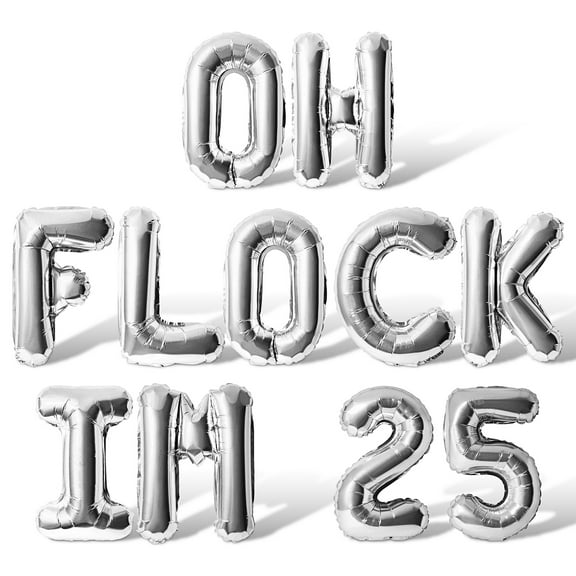 Letter Balloons - OH FLOCK IM 25 16" Inch Alphabet Letters Foil Mylar Balloon 25th Birthday Party Banner (Silver)
