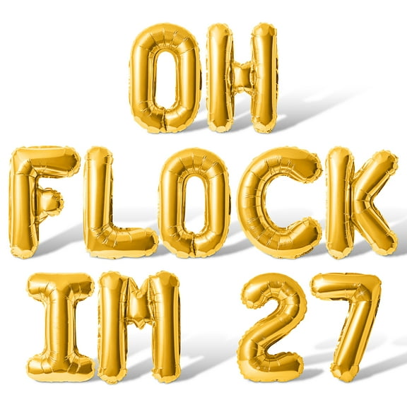 Letter Balloons - OH FLOCK IM 27 16" Inch Alphabet Letters Foil Mylar Balloon 27th Birthday Party Banner (Gold)