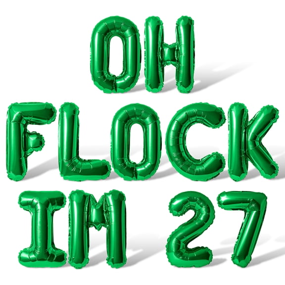 Letter Balloons - OH FLOCK IM 27 16" Inch Alphabet Letters Foil Mylar Balloon 27th Birthday Party Banner (Green)