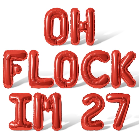 Letter Balloons - OH FLOCK IM 27 16" Inch Alphabet Letters Foil Mylar Balloon 27th Birthday Party Banner (Red)
