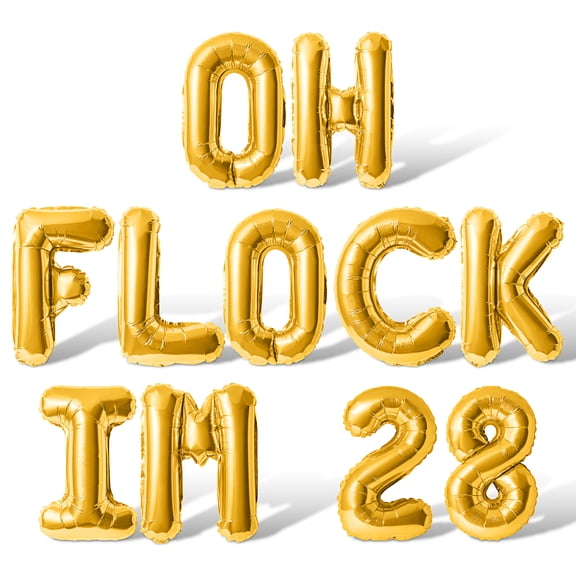 Letter Balloons - OH FLOCK IM 28 16" Inch Alphabet Letters Foil Mylar Balloon 28th Birthday Party Banner (Gold)