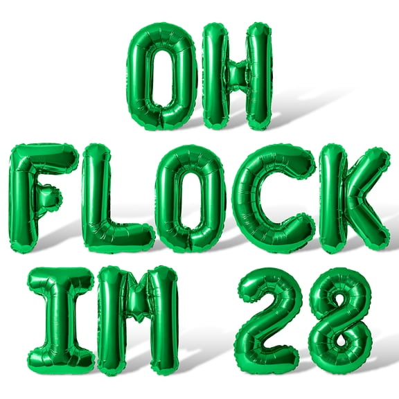 Letter Balloons - OH FLOCK IM 28 16" Inch Alphabet Letters Foil Mylar Balloon 28th Birthday Party Banner (Green)