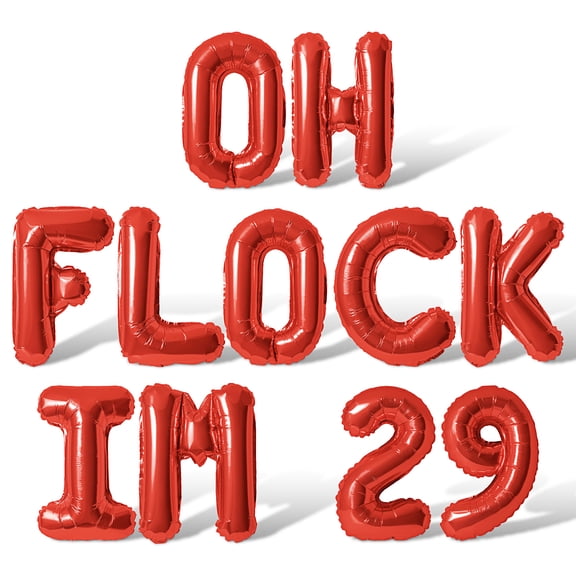 Letter Balloons - OH FLOCK IM 29 16" Inch Alphabet Letters Foil Mylar Balloon 29th Birthday Party Banner (Red)
