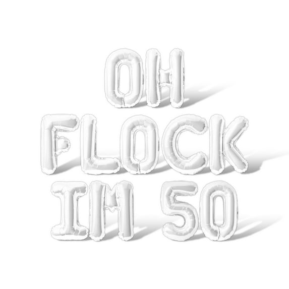 Letter Balloons - OH FLOCK IM 50 16" Inch Alphabet Letters Foil Mylar Balloon Birthday Party Banner (White)