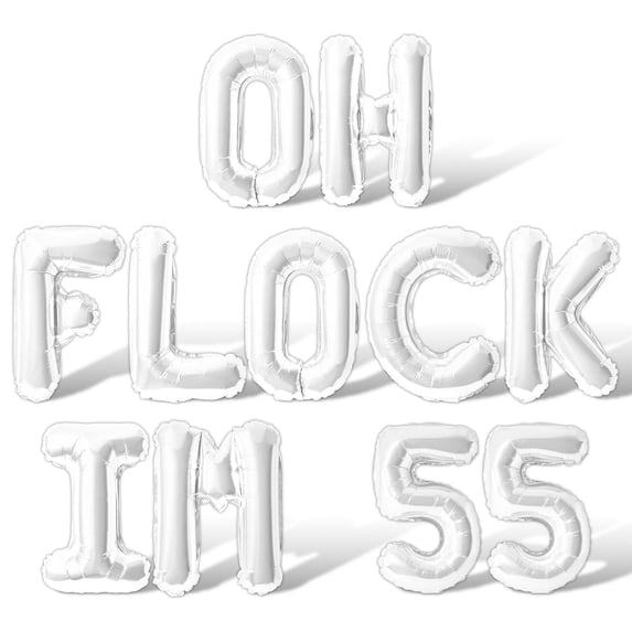Letter Balloons - OH FLOCK IM 55 16" Inch Alphabet Letters Foil Mylar Balloon 55th Birthday Party Banner (White)