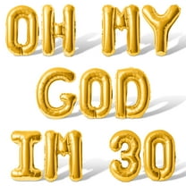 Letter Balloons - OH MY GOD IM 30 16" Inch Alphabet Letters Foil Mylar Balloon 30th Birthday Party Banner (Gold)