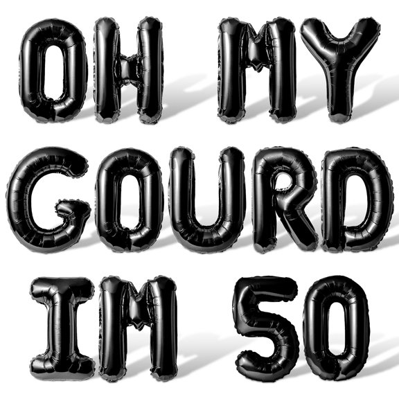 Letter Balloons - OH MY GOURD IM 50 16" Inch Alphabet Letters Foil Mylar Balloon 50th Birthday Party Banner (Black)