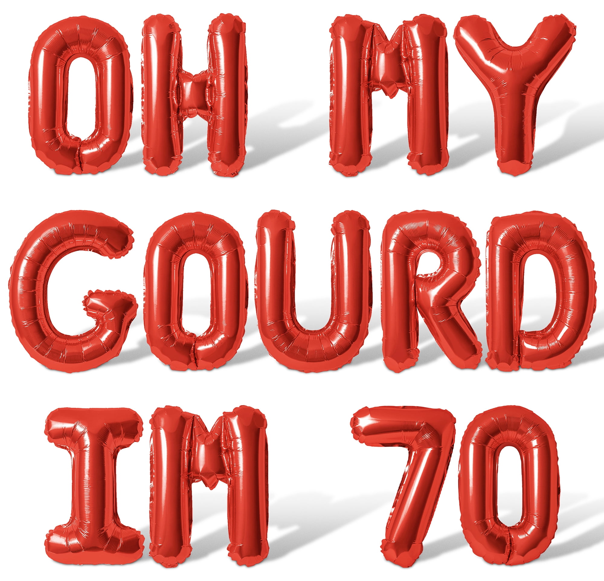 70th Red Lettering Letter Balloons - OH MY GOURD IM 70 16