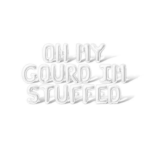 Letter Balloons - OH MY GOURD IM STUFFED 16" Inch Alphabet Letters Foil Mylar Balloon Thanksgiving Party Banner (White)