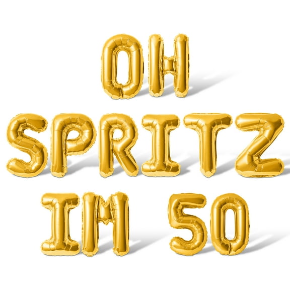Letter Balloons - OH SPRITZ IM 50 16" Inch Alphabet Letters Foil Mylar Balloon 50th Birthday Party Banner (Gold)