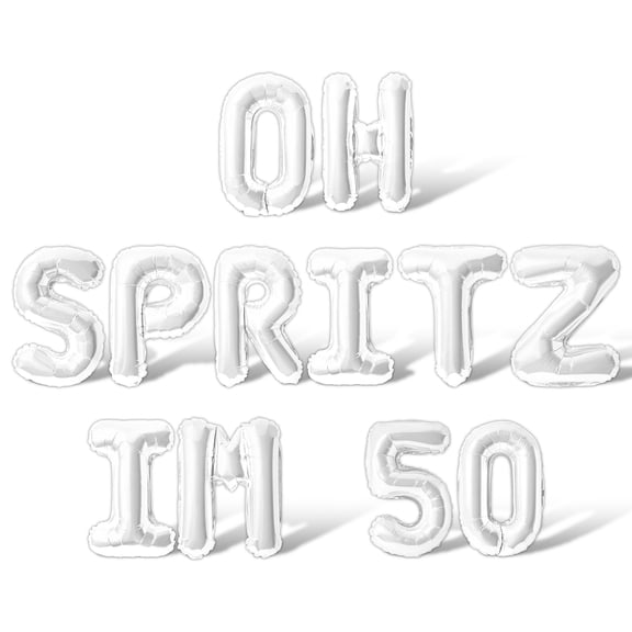Letter Balloons - OH SPRITZ IM 50 16" Inch Alphabet Letters Foil Mylar Balloon 50th Birthday Party Banner (White)