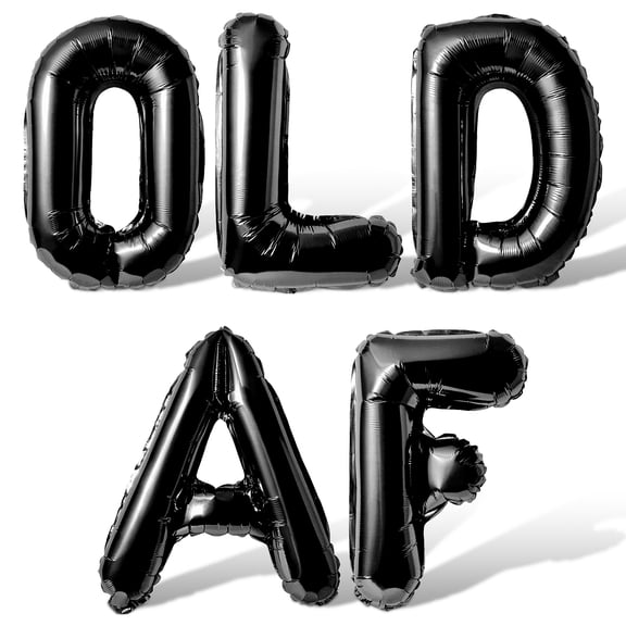 Letter Balloons - OLD AF 16" Inch Alphabet Letters Foil Mylar Balloon Birthday Party Banner (Black)