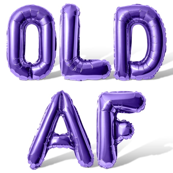Letter Balloons - OLD AF 16" Inch Alphabet Letters Foil Mylar Balloon Birthday Party Banner (Purple)