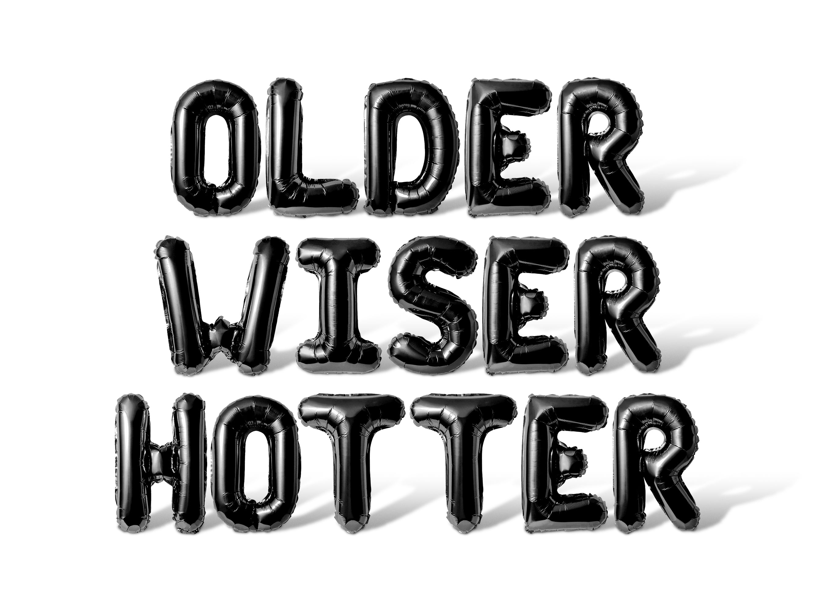 Letter Balloons - OLDER WISER HOTTER 16" Inch Alphabet Letters Foil Mylar Balloon Birthday Party Banner (Black)