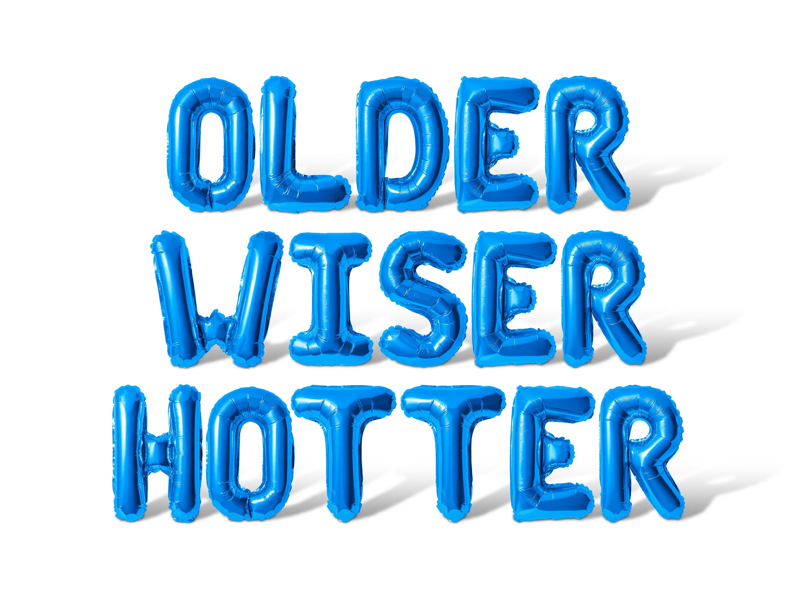 Letter Balloons - OLDER WISER HOTTER 16" Inch Alphabet Letters Foil Mylar Balloon Birthday Party Banner (Blue)