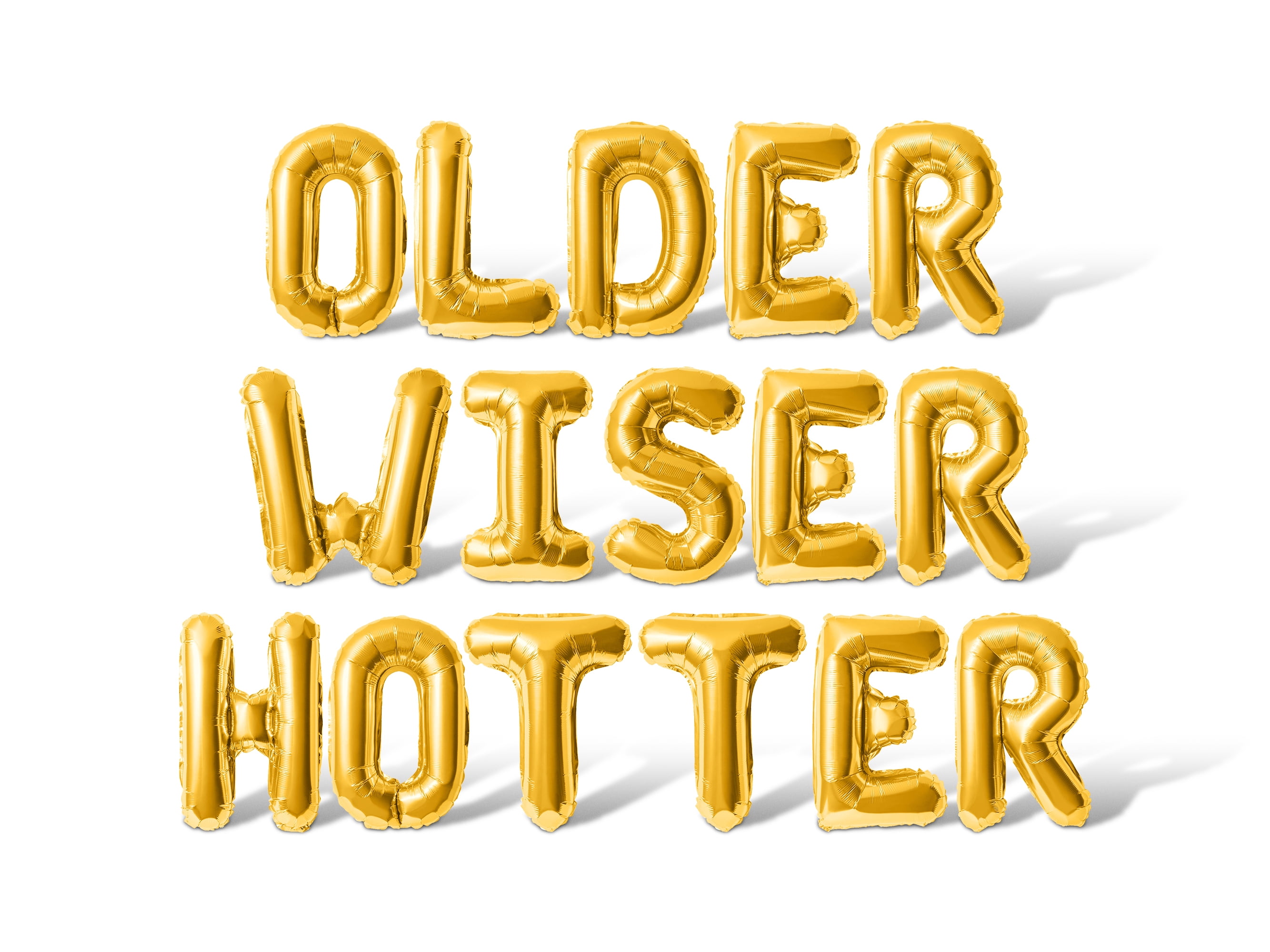 Letter Balloons - OLDER WISER HOTTER 16" Inch Alphabet Letters Foil Mylar Balloon Birthday Party Banner (Gold)