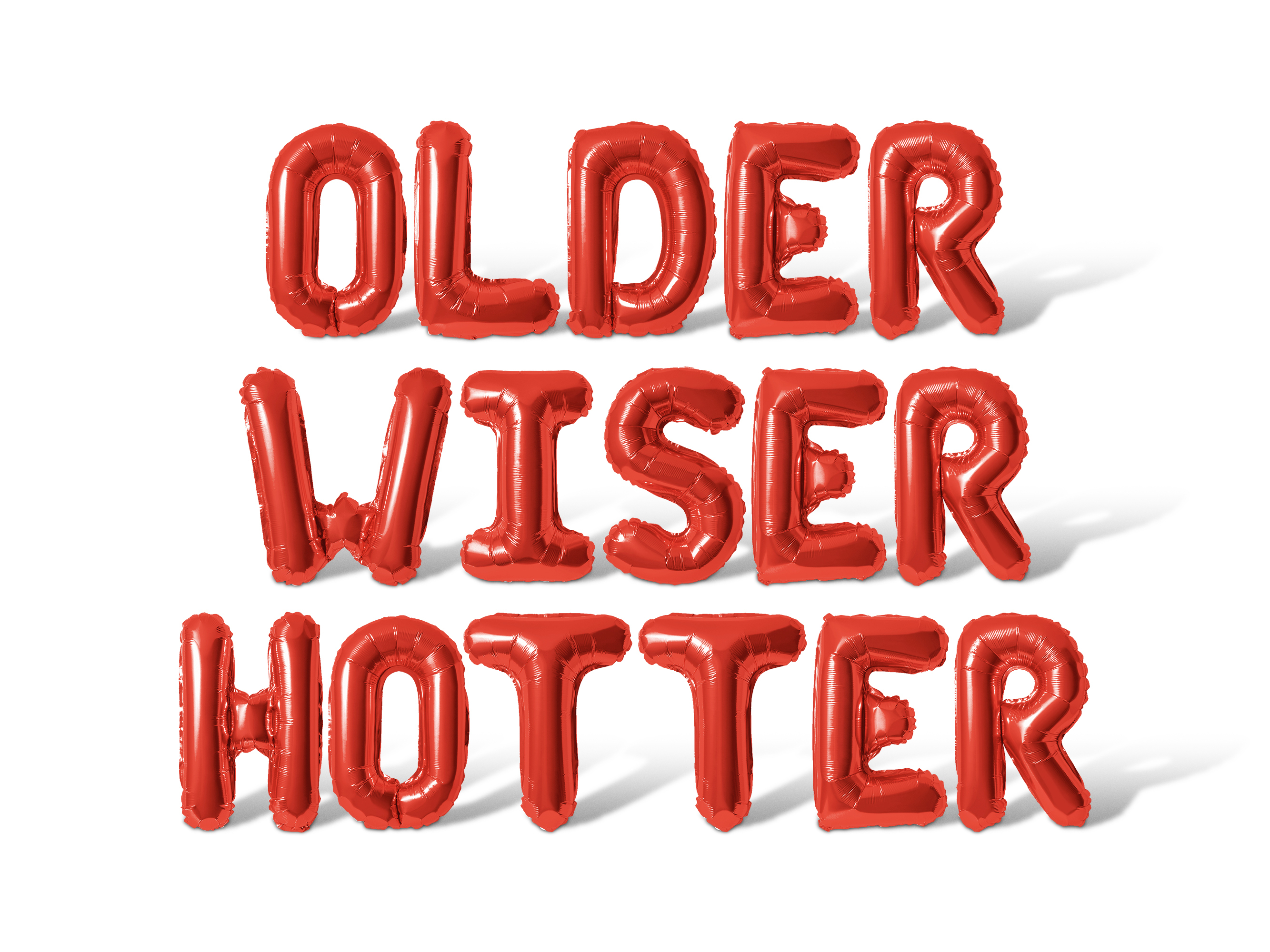 Letter Balloons - OLDER WISER HOTTER 16" Inch Alphabet Letters Foil Mylar Balloon Birthday Party Banner (Red)