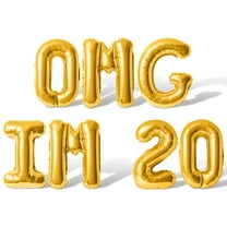 Letter Balloons - OMG IM 20 16" Inch Alphabet Letters Foil Mylar Balloon 20th Birthday Party Banner (Gold)
