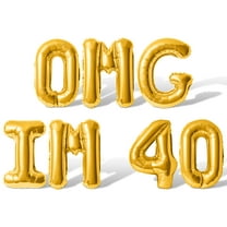 Letter Balloons - OMG IM 40 16" Inch Alphabet Letters Foil Mylar Balloon 40th Birthday Party Banner (Gold)