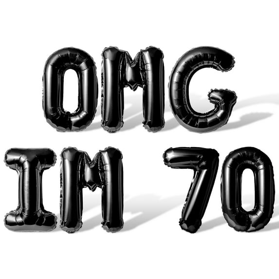 Letter Balloons - OMG IM 70 16" Inch Alphabet Letters Foil Mylar Balloon 70th Birthday Party Banner (Black)