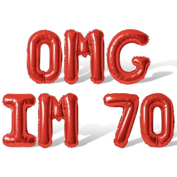 Letter Balloons - OMG IM 70 16" Inch Alphabet Letters Foil Mylar Balloon 70th Birthday Party Banner (Red)