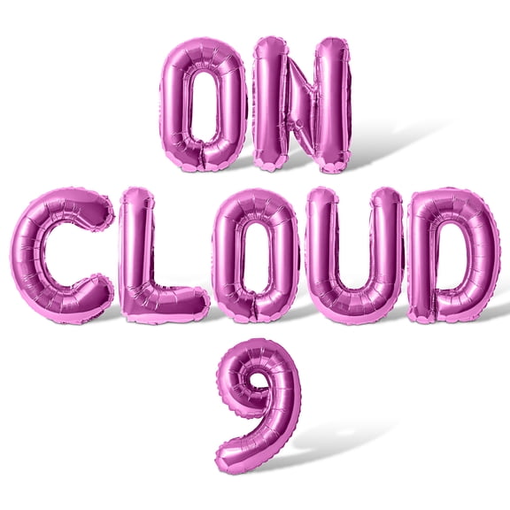 Letter Balloons - ON CLOUD 9 16" Inch Alphabet Letters Foil Mylar Balloon 9th Birthday Party Banner (Pink)