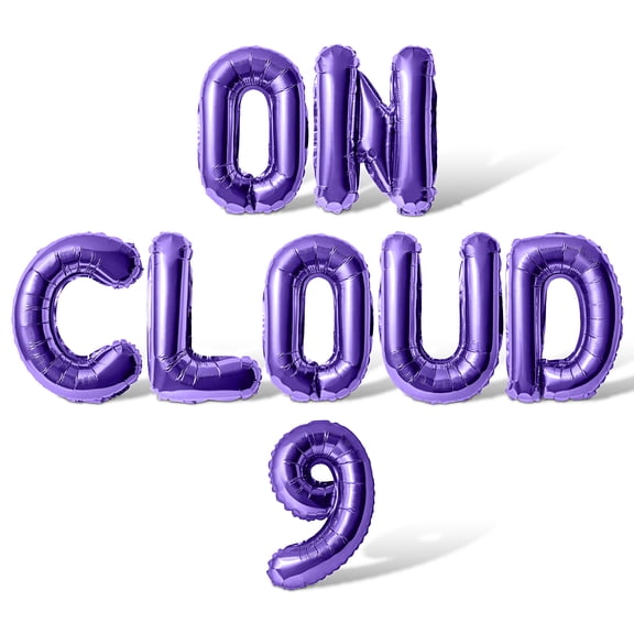 Letter Balloons - ON CLOUD 9 16" Inch Alphabet Letters Foil Mylar Balloon 9th Birthday Party Banner (Purple)