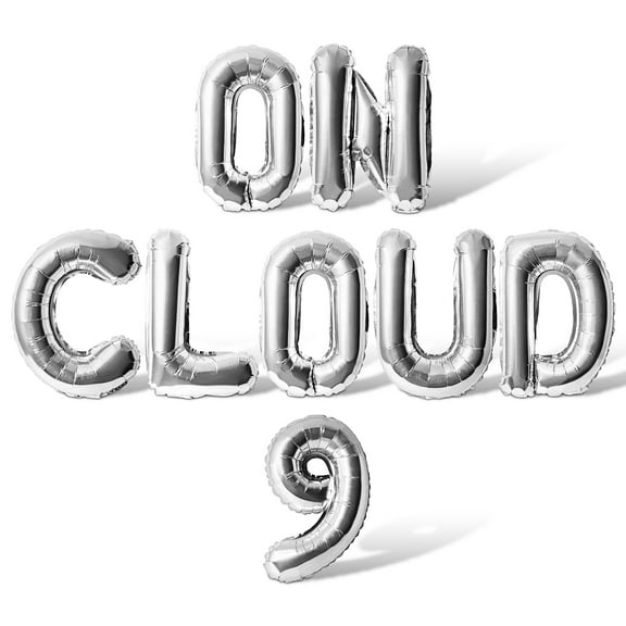 Letter Balloons - ON CLOUD 9 16" Inch Alphabet Letters Foil Mylar Balloon 9th Birthday Party Banner (Silver)