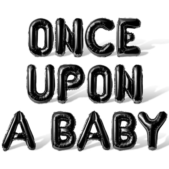 Letter Balloons - ONCE UPON A BABY 16" Inch Alphabet Letters Foil Mylar Balloon Baby Shower Party Banner (Black)