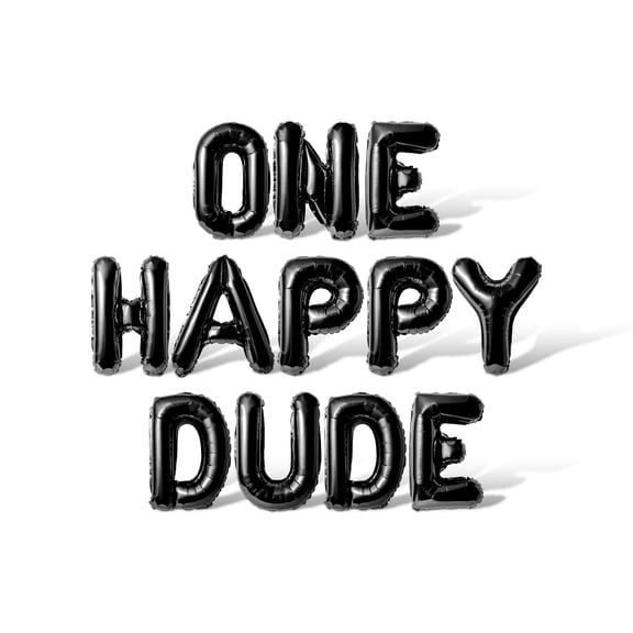 Letter Balloons - ONE HAPPY DUDE 16" Inch Alphabet Letters Foil Mylar Balloon Birthday Party Banner (Black)