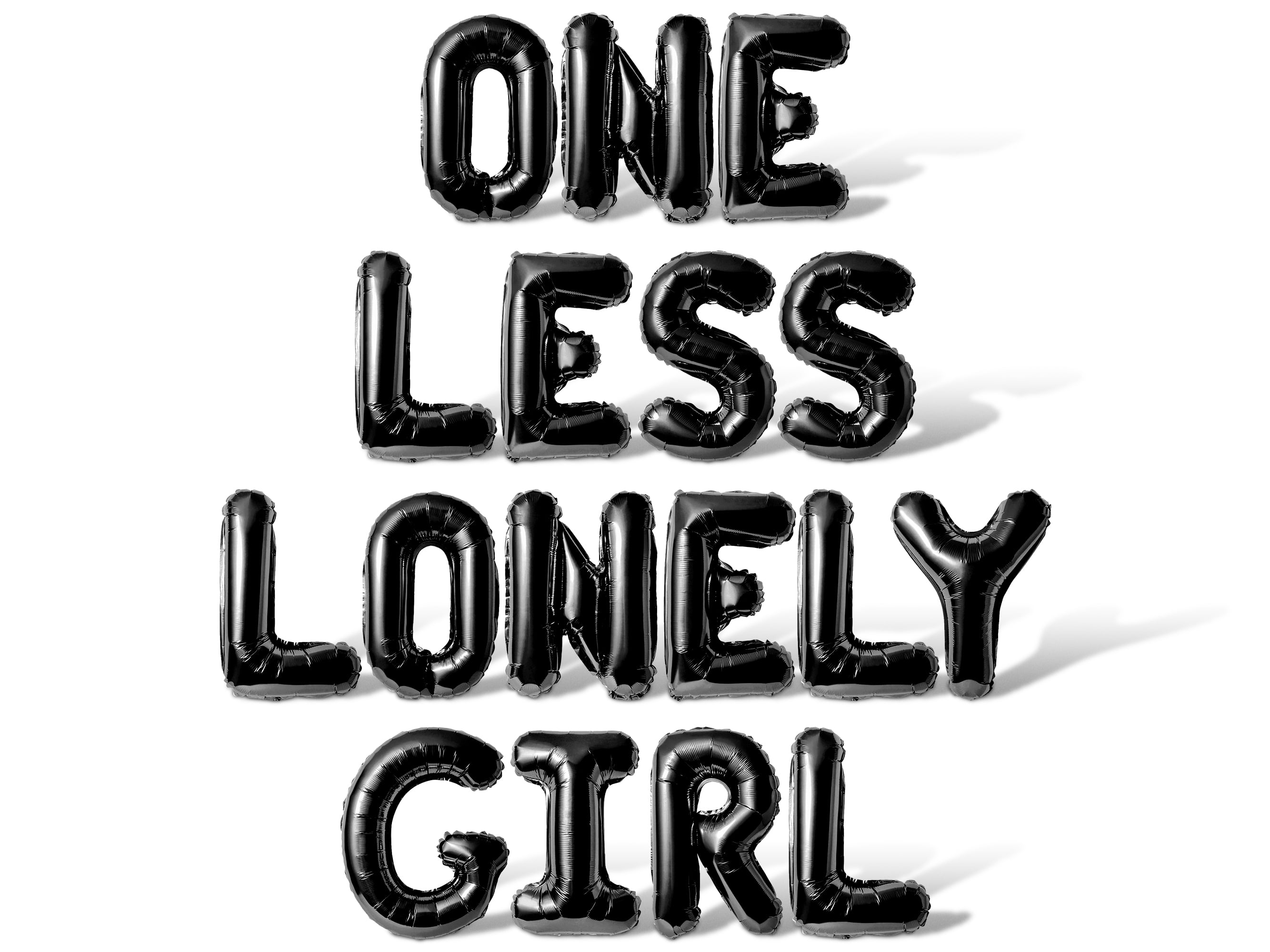 Letter Balloons - ONE LESS LONELY GIRL 16" Inch Alphabet Letters Foil Mylar Balloon Bachelorette or Bridal Shower Party Banner (Black)