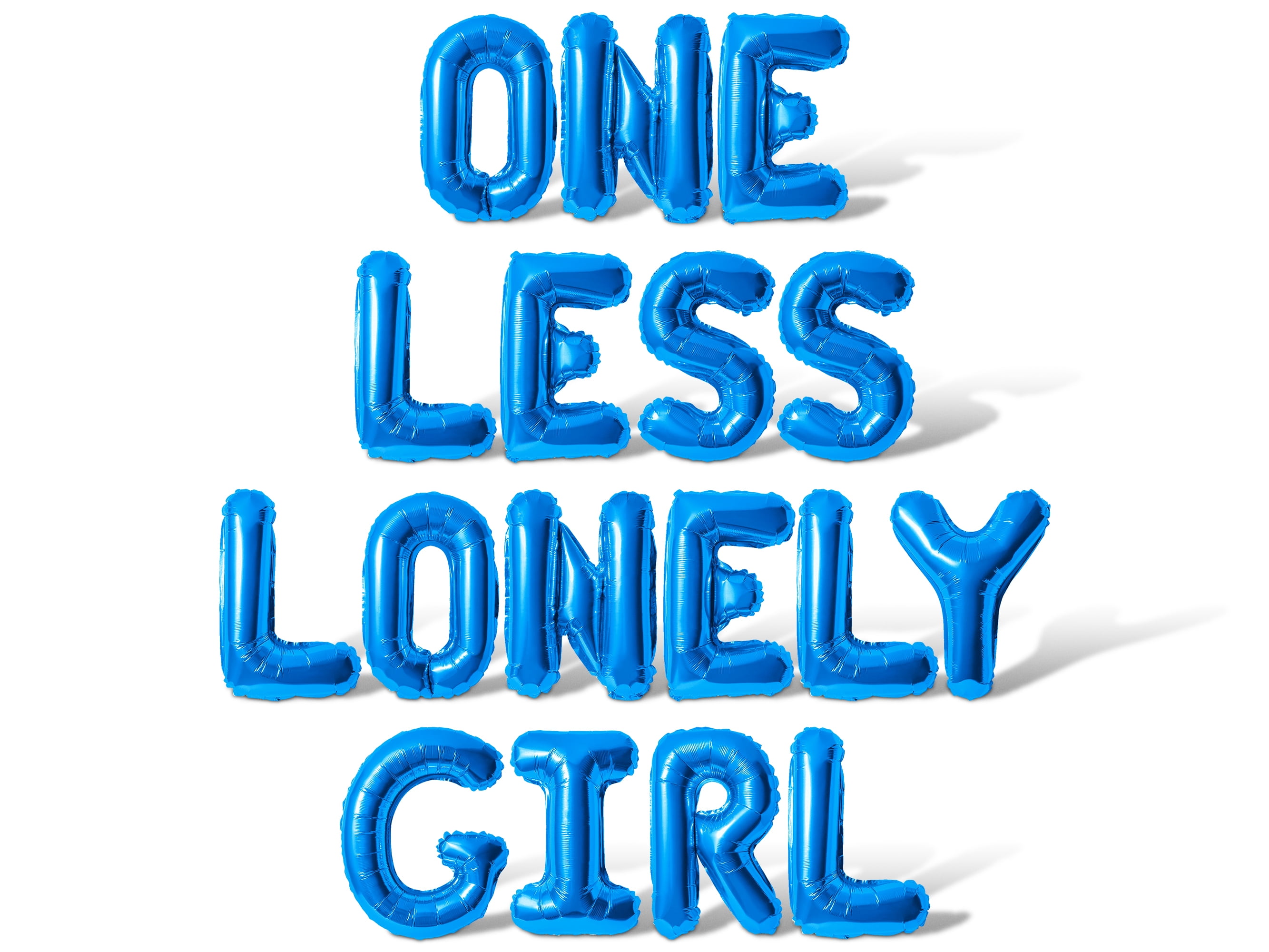Letter Balloons - ONE LESS LONELY GIRL 16" Inch Alphabet Letters Foil Mylar Balloon Bachelorette or Bridal Shower Party Banner (Blue)