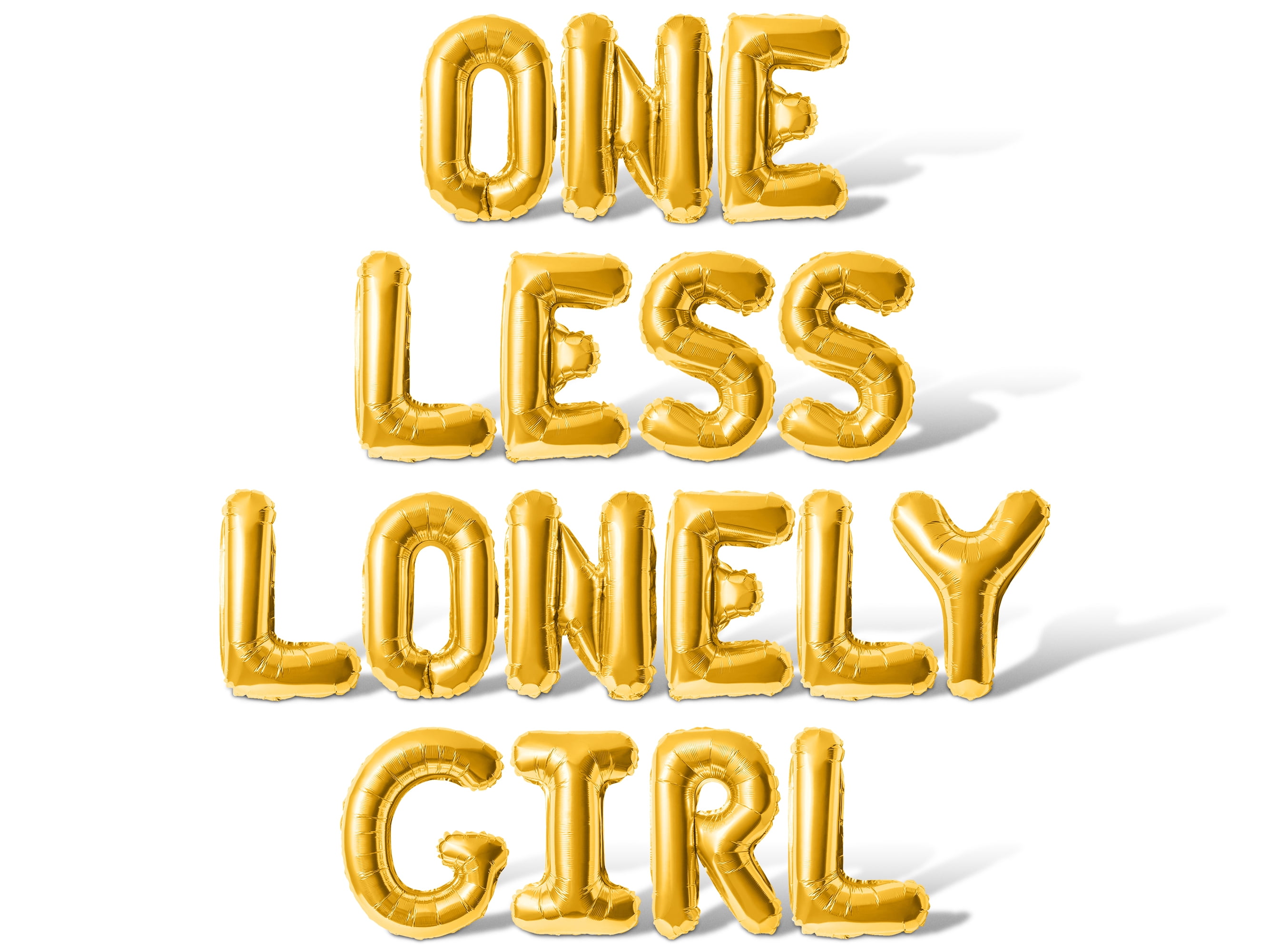 Letter Balloons - ONE LESS LONELY GIRL 16" Inch Alphabet Letters Foil Mylar Balloon Bachelorette or Bridal Shower Party Banner (Gold)