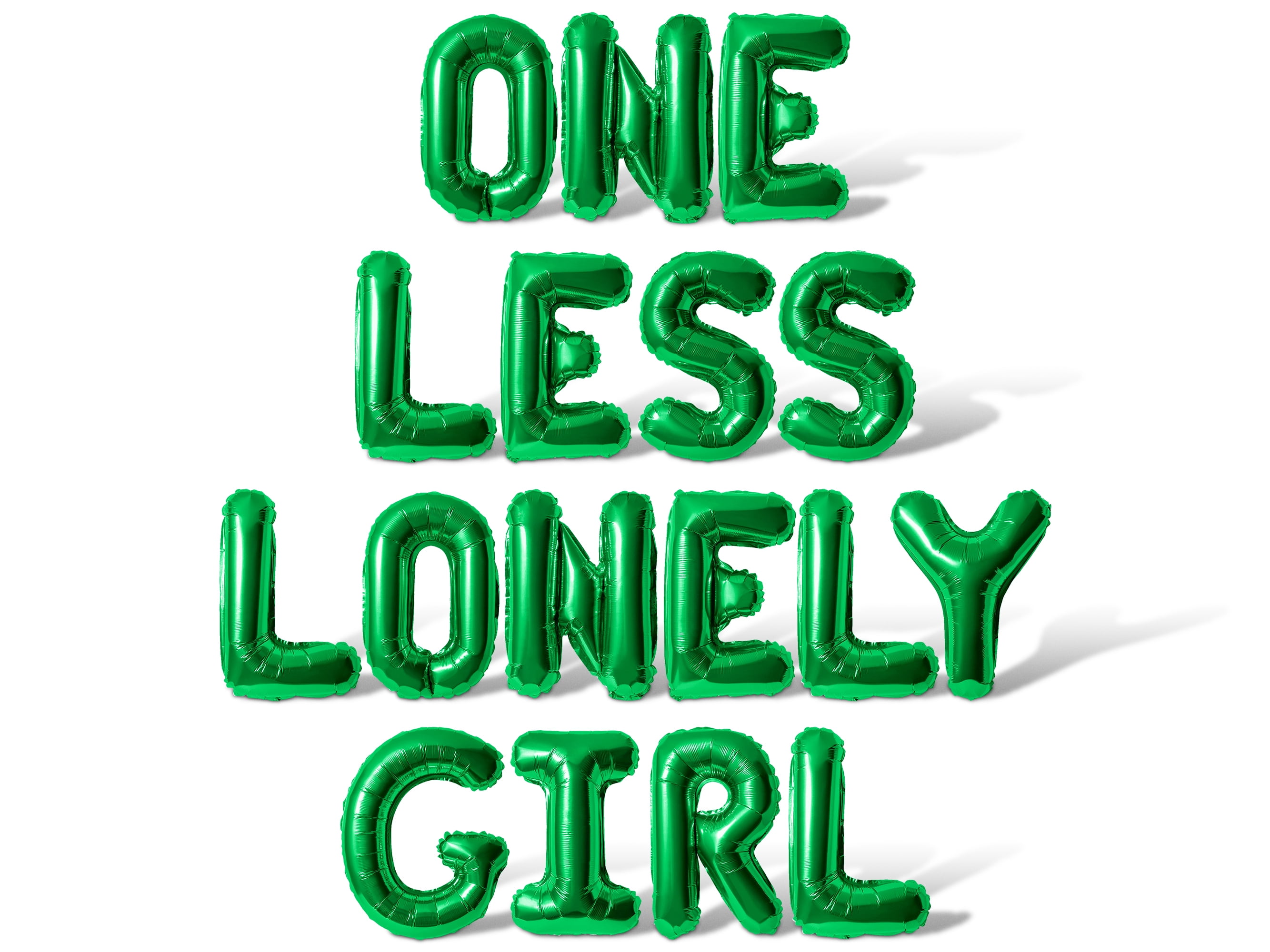 Letter Balloons - ONE LESS LONELY GIRL 16" Inch Alphabet Letters Foil Mylar Balloon Bachelorette or Bridal Shower Party Banner (Green)