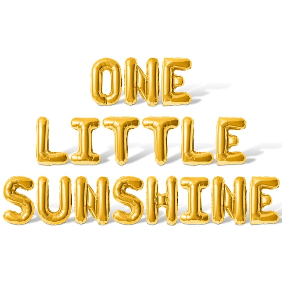 Letter Balloons - ONE LITTLE SUNSHINE 16" Inch Alphabet Letters Foil Mylar Balloon 1st Birthday Party Banner (Gold)