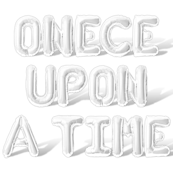 Letter Balloons -ONECE UPON A TIME 16" Inch Alphabet Letters Foil Mylar Balloon 1st Birthday Party Banner (White)