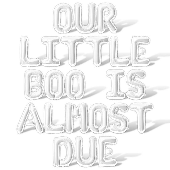 Letter Balloons - OUR LITTLE BOO IS ALMOST DUE 16" Inch Alphabet Letters Foil Mylar Balloon Baby Shower Party Banner (White)