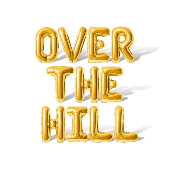 Letter Balloons - OVER THE HILL 16" Inch Alphabet Letters Foil Mylar Balloon Birthday Party Banner (Gold)