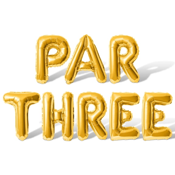 Letter Balloons - PAR THREE 16" Inch Alphabet Letters Foil Mylar Balloon 3rd Birthday Party Banner (Gold)