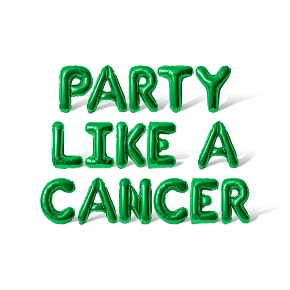 Letter Balloons - PARTY LIKE A CANCER 16" Inch Alphabet Letters Foil Mylar Balloon Birthday Party Banner (Green)