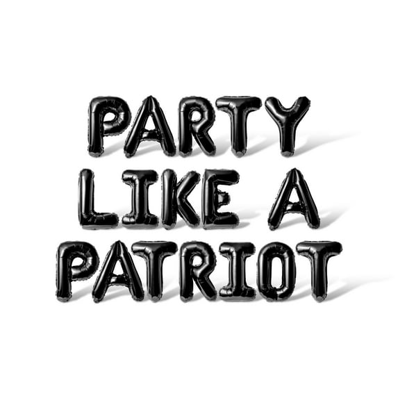 Letter Balloons - PARTY LIKE A PATRIOT 16" Inch Alphabet Letters Foil Mylar Balloon 4th of July Party Banner (Black)