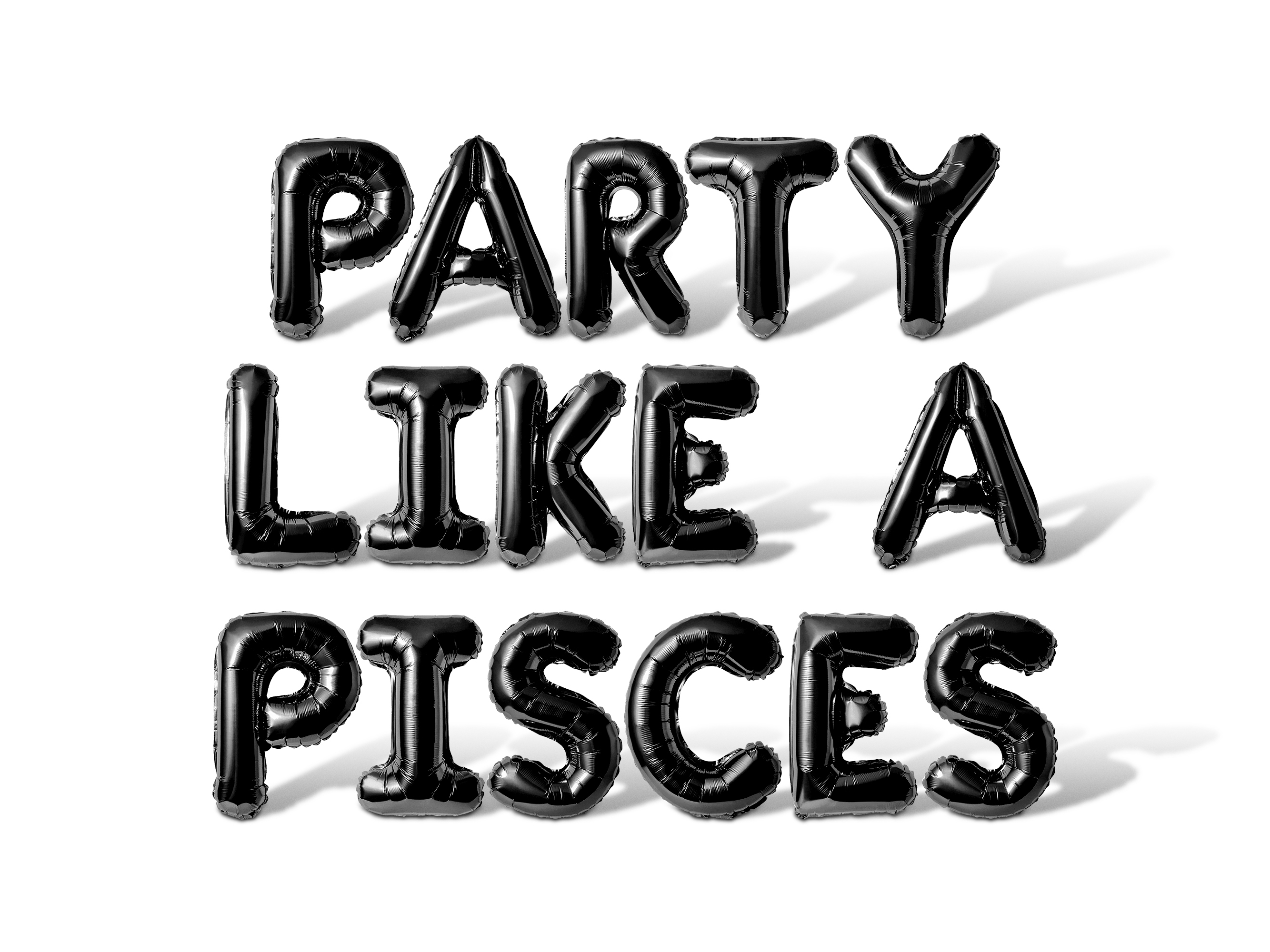 Letter Balloons - PARTY LIKE A PISCES 16" Inch Alphabet Letters Foil Mylar Balloon Birthday Party Banner (Black)
