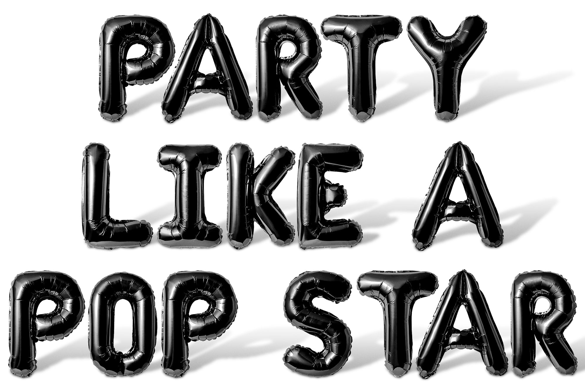 Letter Balloons - PARTY LIKE A POP STAR 16" Inch Alphabet Letters Foil Mylar Balloon Pop Star Birthday Party Banner (Black)