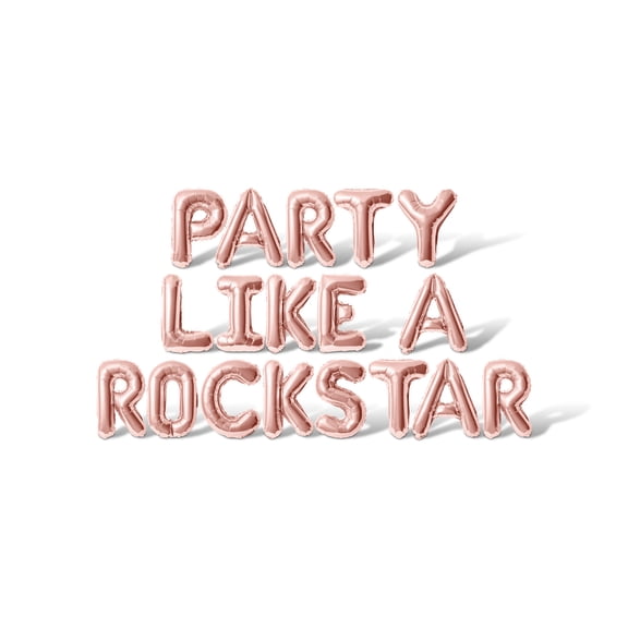 Letter Balloons - PARTY LIKE A ROCKSTAR 16" Inch Alphabet Letters Foil Mylar Balloon Bachelorette or Bridal Shower Party Banner (Rose Gold)