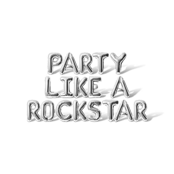 Letter Balloons - PARTY LIKE A ROCKSTAR 16" Inch Alphabet Letters Foil Mylar Balloon Bachelorette or Bridal Shower Party Banner (Silver)