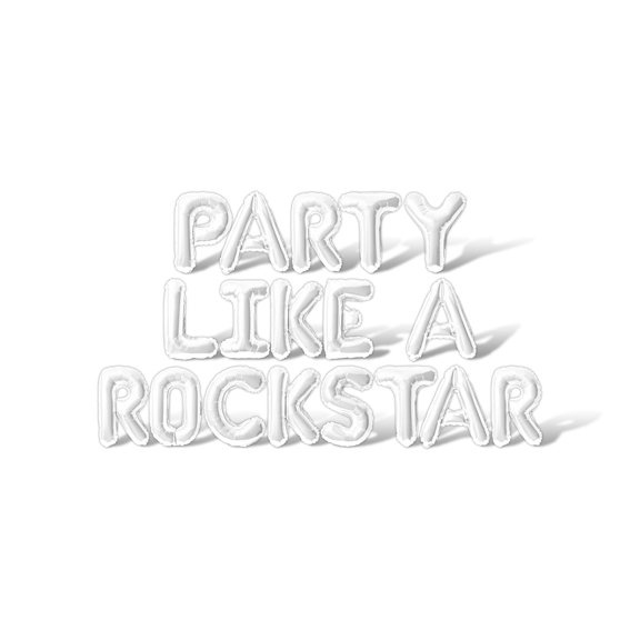 Letter Balloons - PARTY LIKE A ROCKSTAR 16" Inch Alphabet Letters Foil Mylar Balloon Bachelorette or Bridal Shower Party Banner (White)