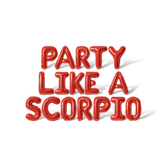 Letter Balloons - PARTY LIKE A SCORPIO 16" Inch Alphabet Letters Foil Mylar Balloon Birthday Party Banner (Red)