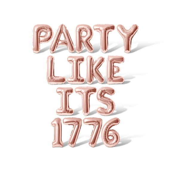 Letter Balloons - PARTY LIKE ITS 1776 16" Inch Alphabet Letters Foil Mylar Balloon 4th of July Party Banner (Rose Gold)